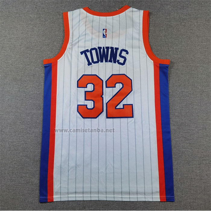 Camiseta New York Knicks Karl-Anthony Towns #32 Ciudad 2024-25 Blanco